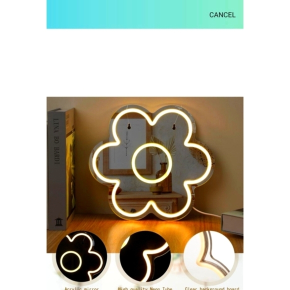 Flower Neon Mirror - Picture 3 of 7